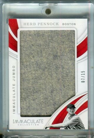 2019 Panini Immaculate Herb Pennock Hof Jumbo Jersey Relics 7/15 Red Soxs Ssp