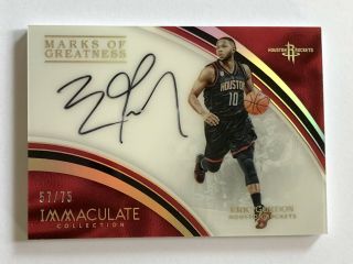2016 - 17 Panini Immaculate Marks Of Greatness Eric Gordon Rockets Sp Auto 57/75