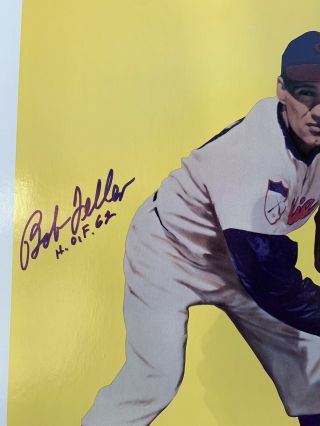 BOB FELLER - Signed Lithograph Poster AUTOGRAPH Auto Inscription HOF Indians JSA 3