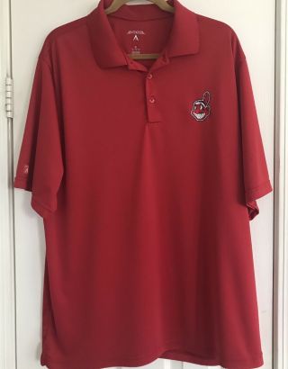 Cleveland Indians Chief Wahoo Embroidered Red Size Xl Polo Shirt