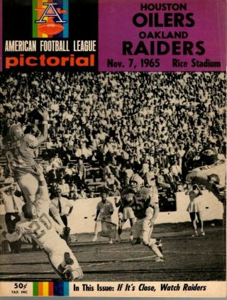 1965 (nov.  7) Afl Football Program Oakland Raiders @ Houston Oilers Fair