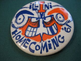 1961 Homecoming Button Pin University Of Illinois Illini Football