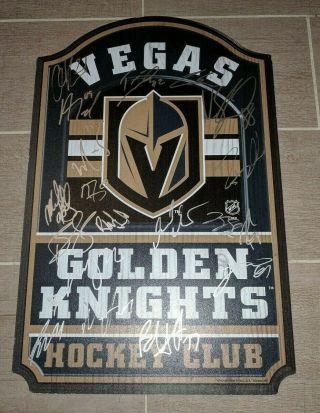 Vegas Golden Knights 2018 - 2019 Team Signed Autographed Wood Sign W/coa Fleury