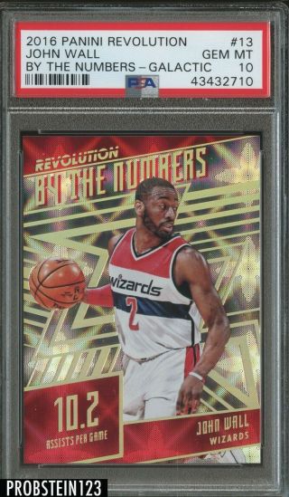 2016 - 17 Panini Revolution Galactic By The Numbers John Wall Wizards Ssp Psa 10