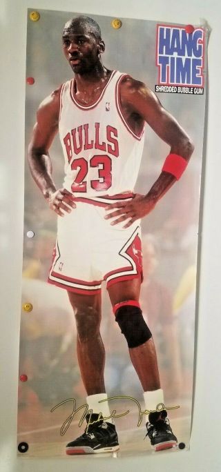 Vintage 1991 Michael Jordan Hang Time Shredded Bubble Gum Poster 76.  5 " X 31 "