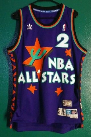 Larry Johnson 94 - 95 Nba All Star Game Purple Jersey Hardwood Classics Adidas Med