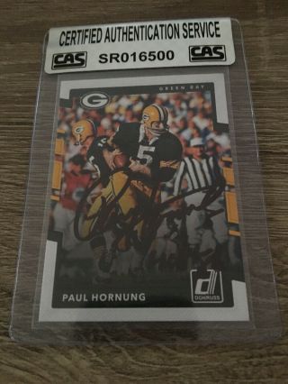 Hof Paul Hornung Signed Autographed Green Bay Packers Football Card W/coa