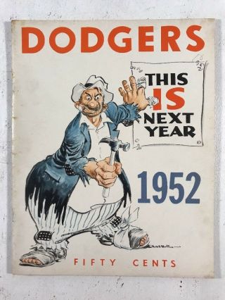 Brooklyn Dodgers 1952 Yearbook Jackie Robinson Gil Hodges Pee Wee Reese Baseball