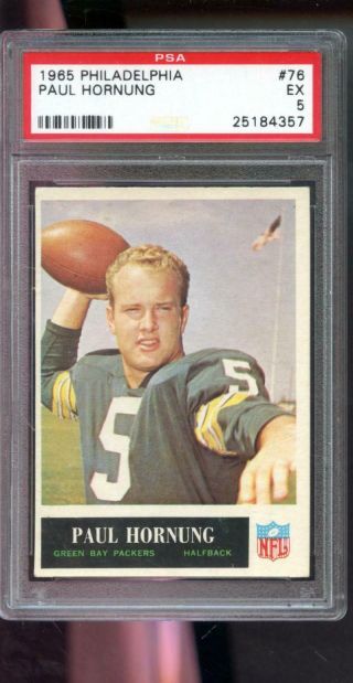 1965 Philadelphia 76 Paul Hornung Green Bay Packers Psa 5 Graded Football Card
