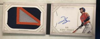 2019 Topps Definitive George Springer Jumbo Patch Auto Booklet Ssp 5/5 Astros