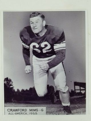Ole Miss Rebels Football All American 1953 Crawford Mims Press Photo