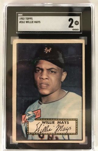 1952 Topps 261 Willie Mays Giants Sgc 2 Gd - Sharp Image - Hot Card