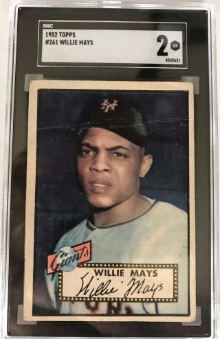 1952 Topps 261 Willie Mays Giants SGC 2 GD - Sharp image - HOT CARD 2