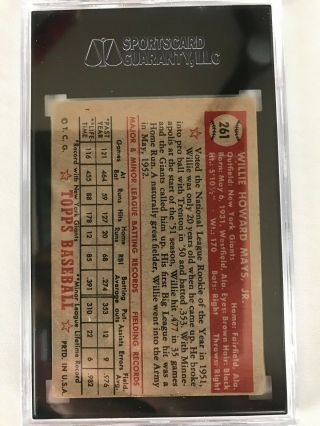 1952 Topps 261 Willie Mays Giants SGC 2 GD - Sharp image - HOT CARD 4
