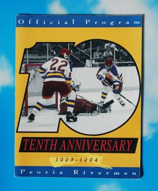 Peoria Rivermen Hockey Program 1993 - 94 Ihl Coach Paul Maclean Plus Stat Sheet