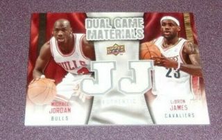 09 - 10 Upper Deck " Dual Game Materials " Michael Jordan & Lebron James Dual Jersey