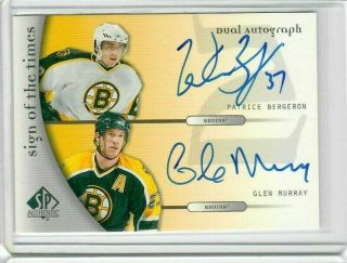 2005 - 06 Ud Sp Authentic Sign Of The Times Duals - Dbm P.  Bergeron/glen Murray
