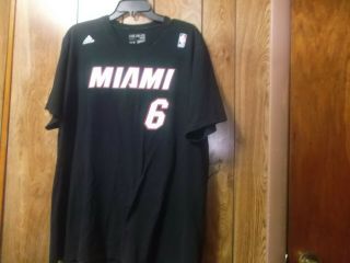 Pre - Owned Adidas Mens Nba Lebron James Miami Heat 6 Tshirt - Size Xl - 100 Cotton