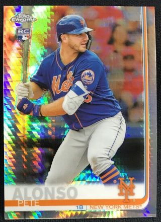 2019 Topps Chrome Prism Refractor Pete Alonso Rc York Mets Rookie