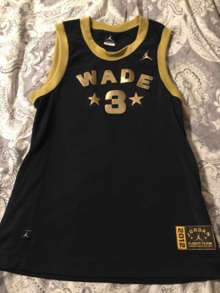 Jordan Brand Basketball Jersey.  Dwayne Wade Black And Gold Mens M