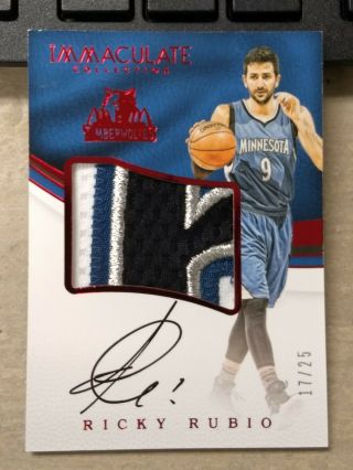 Ricky Rubio 2016 - 17 Immaculate Auto 4 Color Patch 17/25