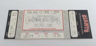 Deion Sanders Hr 30 Home Run August 13 1995 8/13/95 Giants Cubs Full Ticket