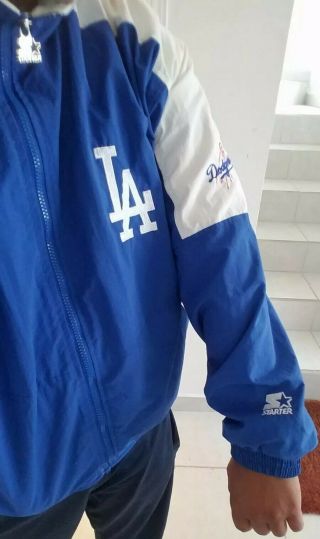 Los Angeles Dodgers Mens Starter Windbreaker Jacket Size Large Blue Vintage 90s