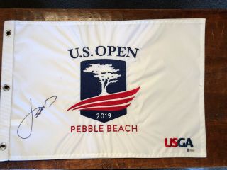 Jordan Spieth Signed 2019 Us Open Pebble Beach Flag Pga Beckett Bas Golf