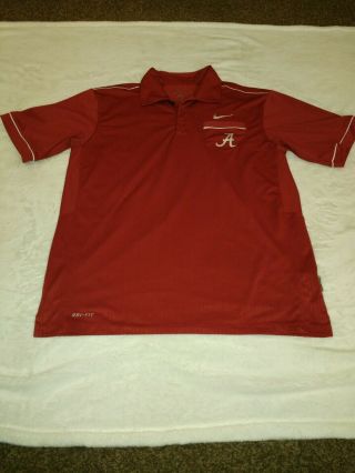 Nike Dri Fit Alabama Crimson Tide Polo Shirt Size Medium Golf Football Red