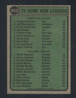1974 Topps 202 Reggie Jackson/Willie Stargell NM/NM,  Home Run Leaders 79188 2