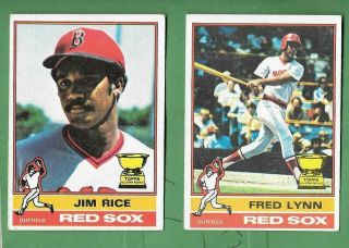 Jim Rice & Fred Lynn Rookie All Star Cups 1976 Topps Red Sox Baseball Cards