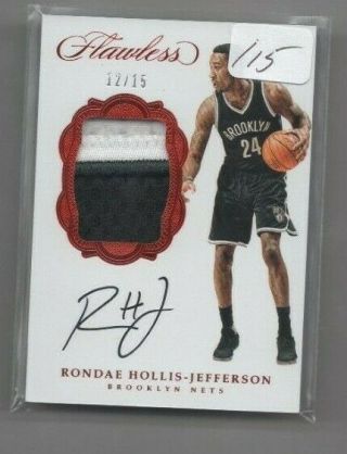 Rondae Hollis - Jefferson 2016 - 17 Flawless Auto Patch Red 12/15 Nets No.  Sp - Rhj