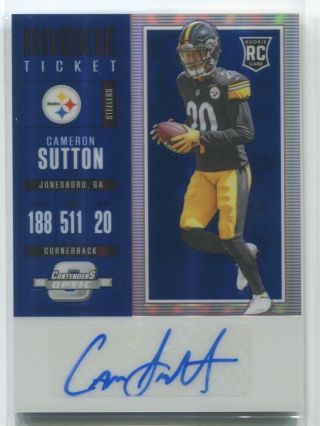 2017 Cameron Sutton Panini Contenders Optic Auto Blue Rc /25 Pittsburgh Steelers