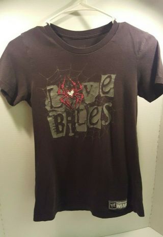 Wwe Aj Lee Womens Small T - Shirt Black Spider Web Design " Love Bites "