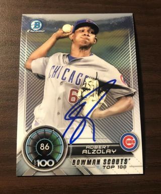 Adbert Alzolay Signed 2018 Bowman Top 100 Autographed Auto Chicago Cubs Rc