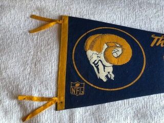 NFL The Los Angeles Rams Vintage 1960 ' s Blue & Gold Ram Logo Football Pennant 2