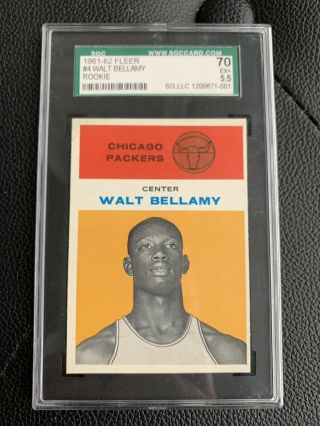 1961 Fleer Basketball 4 Walt Bellamy Rookie Card Sgc 5.  5 Ex,