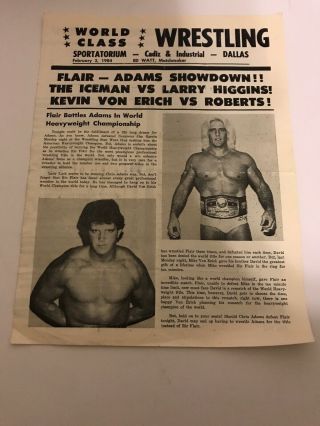 World Class Championship Wrestling Program 2/3/84 Ric Flair Chris Adams Cover