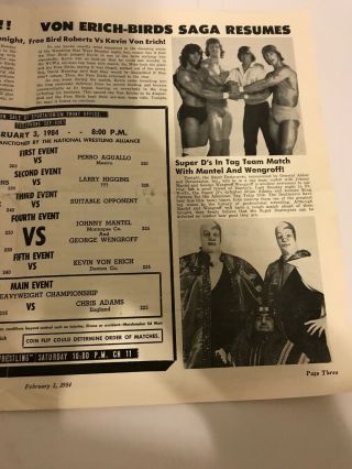 world class championship wrestling Program 2/3/84 Ric Flair Chris Adams Cover 4