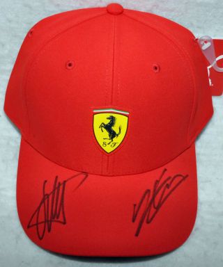 Sebastian Vettel & Charles Leclerc Signed Ferrari Red Cap / Hat With Proof
