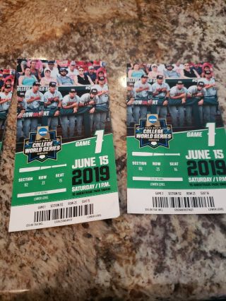 4 2019 College World Series Ticket Stubs Game 1 Michigan vs Texas Tech 3