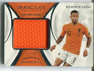2018 - 19 Panini Immaculate Soccer Memphis Depay Remarkable Jersey 11/75