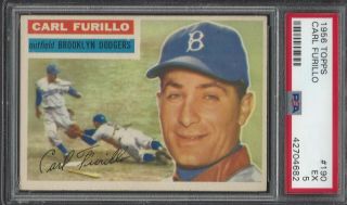 Psa 5 - 1956 Topps 190 Carl Furillo Brooklyn Dodgers