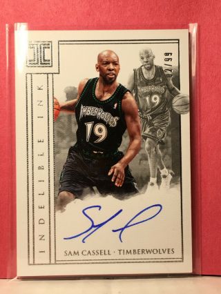 F3462 2017 - 18 Panini Impeccable Indelible Ink 23 Sam Cassell/99 Auto