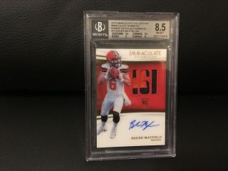 2018 Immaculate Baker Mayfield Rookie Numbers 2 Color On Card Auto Patch Sp 5/6