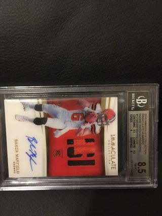 2018 IMMACULATE BAKER MAYFIELD ROOKIE NUMBERS 2 COLOR ON CARD AUTO PATCH SP 5/6 4