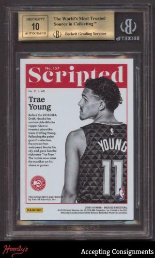 2018 - 19 Encased Scripted Gold Trae Young Autograph AUTO 03/10 BGS 9.  5 RC HAWKS 2