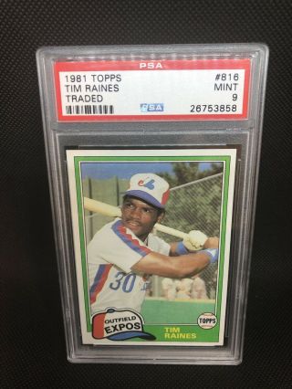 1981 Topps Traded Tim Raines 816 Rookie Card Psa 9 Hall Of Famer