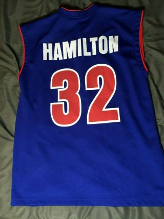 VTG Detroit Pistons Richard Rip Hamilton Jersey NBA Blue 32 Champion Size 52 XXL 5