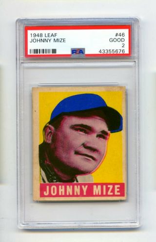 1948 Leaf Johnny Mize 46 York Giants Baseball Card Psa Good 2